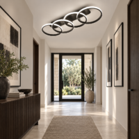Lustra LED 104W Minimalist 4 Black, Telecomanda