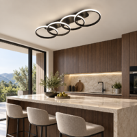 Lustra LED 104W Minimalist 4 Black, Telecomanda