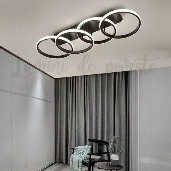 Poza pentru Lustra LED 104W Minimalist 4 Black, Telecomanda