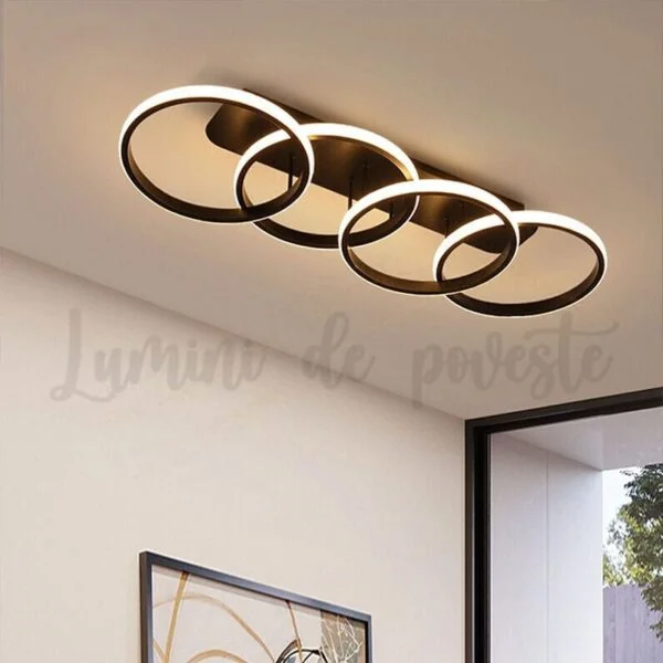 Poza pentru Lustra LED 104W Minimalist 4 Black, Telecomanda