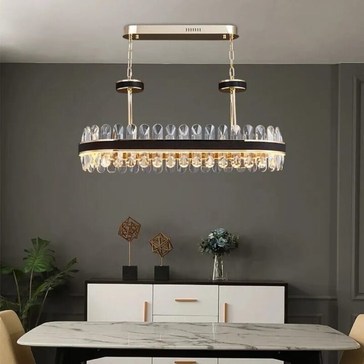 Candelabru LED Krystal Leather Dining 90x35