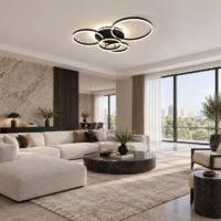 Lustra LED 234W Minimalist Mickey Black, Telecomanda