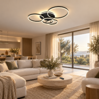 Lustra LED 234W Minimalist Mickey Black, Telecomanda