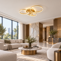 Lustra LED 234W Minimalist Mickey Gold, Telecomanda
