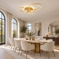 Lustra LED 234W Minimalist Mickey Gold, Telecomanda