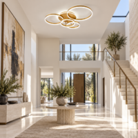 Lustra LED 234W Minimalist Mickey Gold, Telecomanda