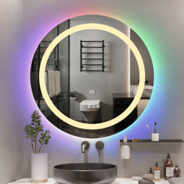Oglinda LED 35W de baie rotunda cu RGB