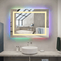 Oglinda LED 47W de baie cu RGB