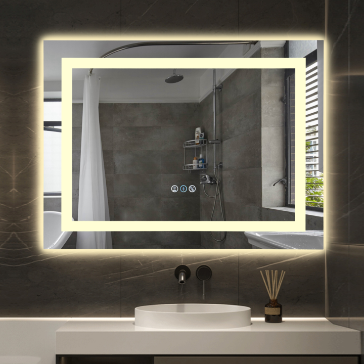 Oglinda LED 47W de baie cu RGB
