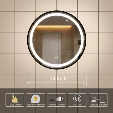 Oglinda LED 10W de baie Luxury Round Black