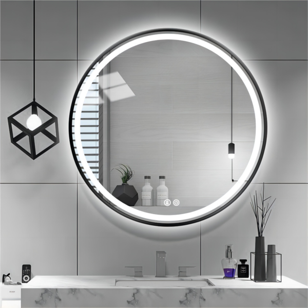 Oglinda LED 35W de baie Luxury Round Black