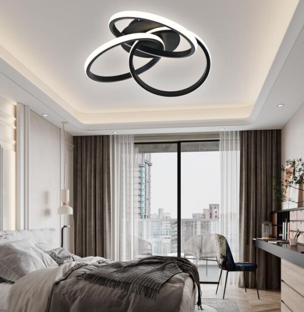Lustra LED 84W Infinite Minimalist 3 Black Slim, Telecomanda