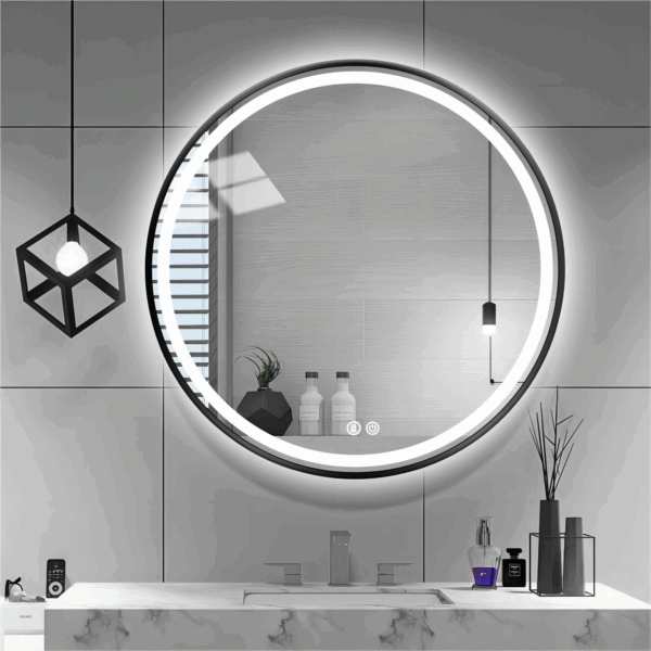 Oglinda LED 35W de baie Luxury Round Black 70 cm OD16BK