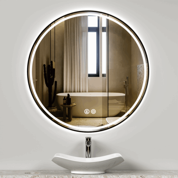 Oglinda LED 35W de baie Luxury Round Black 70 cm OD16BK