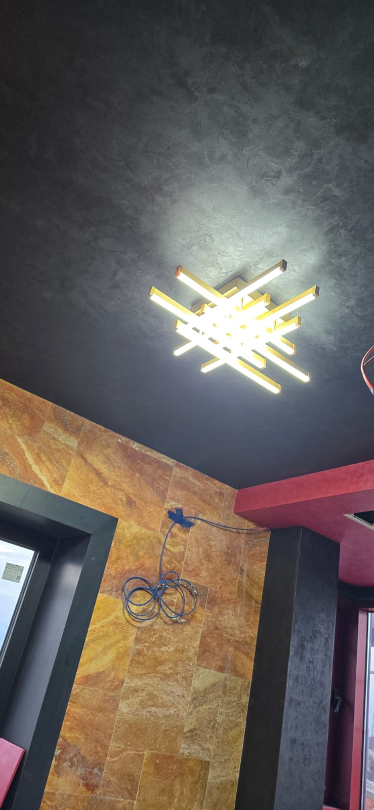 Lustra LED 130W Zig Zag Gold Mini, Telecomanda photo review