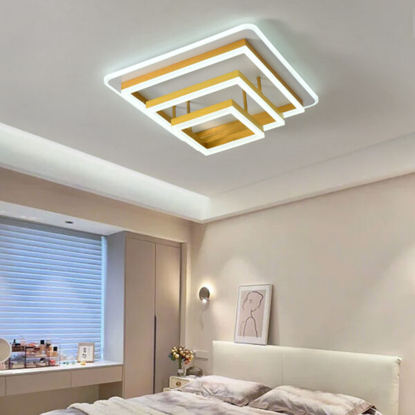 Plafoniera LED 214W Minimalist 3 Square Gold