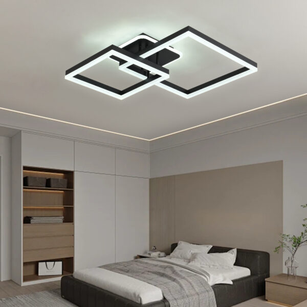 Lustra LED 140W Minimalist 2 Square Negru