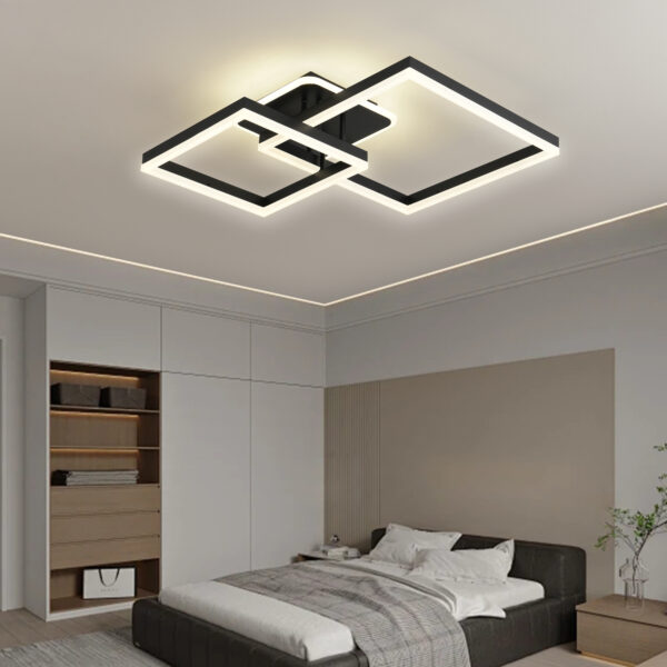 Lustra LED 140W Minimalist 2 Square Negru