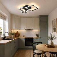 Lustra LED 108W Minimalist 3 Square Negru (Patrate), Telecomanda