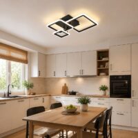 Lustra LED 108W Minimalist 3 Square Negru (Patrate), Telecomanda