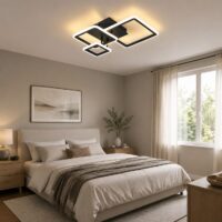 Lustra LED 108W Minimalist 3 Square Negru (Patrate), Telecomanda