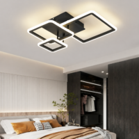 Lustra LED 108W Minimalist 3 Square Negru (Patrate), Telecomanda