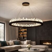 Candelabru LED 136W Frozen Minimalist Black 600, Telecomanda