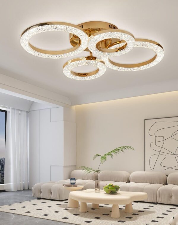 Lustra LED 84W Rings 4 Cercuri Glam Auriu