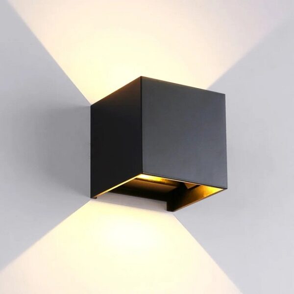 aplica led exterior cube black 6w led inclus 2 surse de iluminare lumina calda echivalent 24w