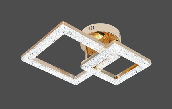 lustra led 50w ceiling 2 glam auriu led inclus 2 surse de iluminare telecomanda dimabil lumina cald natural rece echivalent 200w 1