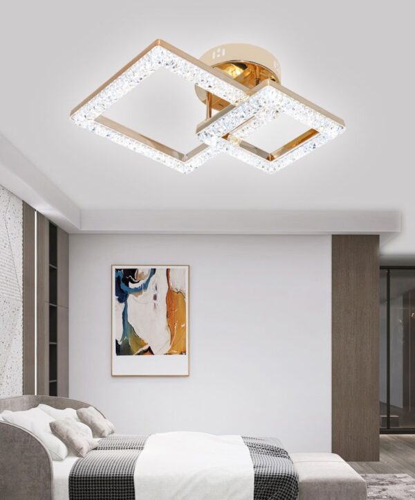 lustra led 50w ceiling 2 glam auriu led inclus 2 surse de iluminare telecomanda dimabil lumina cald natural rece echivalent 200w