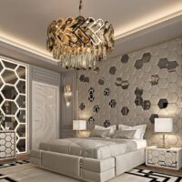 candelabru dormitor cu cristale opal 400
