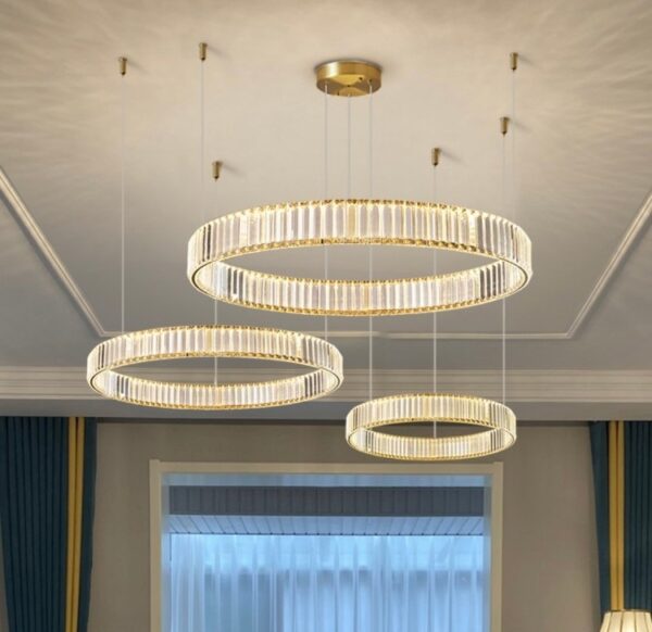 Candelabru LED 158W Minimalist Cristal Gold 40+60+80, Telecomanda