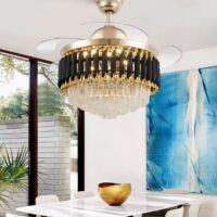Candelabru cu ventilator Bohemian Breeze, negru si auriu