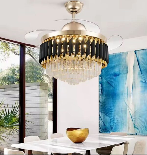 Candelabru cu ventilator Bohemian Breeze, negru si auriu