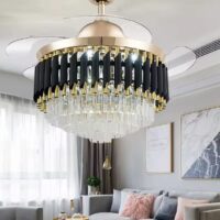 Candelabru cu ventilator Bohemian Breeze, negru si auriu