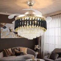 Candelabru cu ventilator Bohemian Breeze, negru si auriu