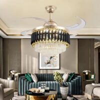 Candelabru cu ventilator Bohemian Breeze, negru si auriu