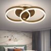 Lustra LED 100W Minimalist 2 Slim Gold, 3 surse de iluminare, Telecomanda, Dimabil, Lumina: Cald, Natural, Rece