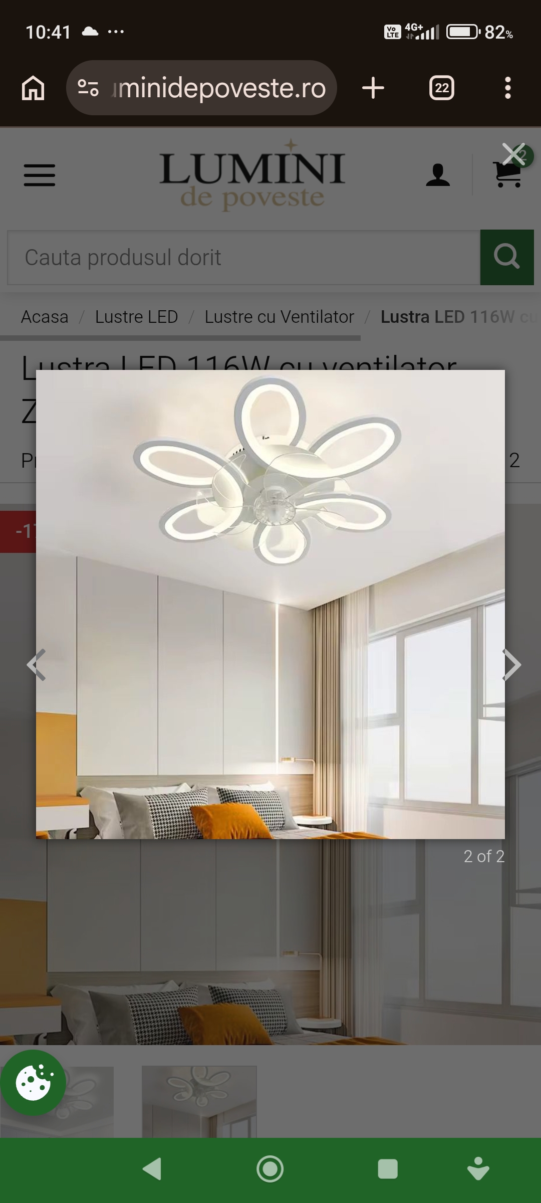 Lustra LED 116W cu ventilator Zaza Alba, telecomanda photo review