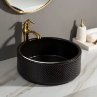 Lavoar Negru, Ceramica, Rotund, pe blat, Premium - IMAGE