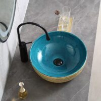 Lavoar baie pe blat Albastru Turcoaz, Auriu - image
