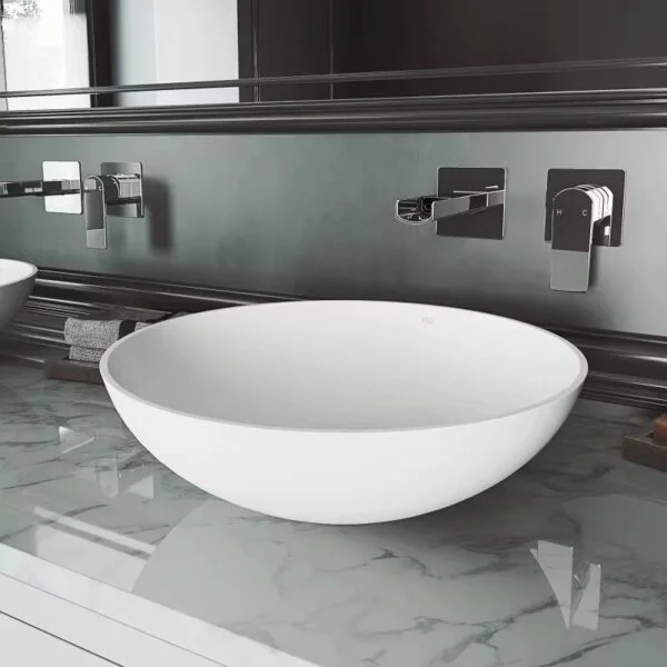 Poza pentru Lavoar pe blat, Ceramica, Alb, Rotund, Premium