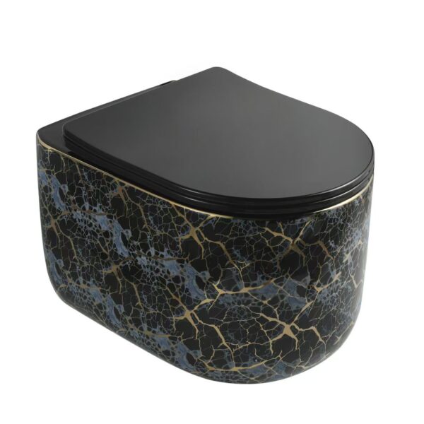 Poza pentru Vas toaleta WC suspendat Modern, Negru, Auriu, LDPZ517B