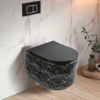 Vas toaleta WC suspendat Modern, Negru, Auriu, LDPZ517B - IMAGE