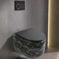 Vas toaleta WC suspendat Modern, Negru, Auriu, LDPZ517B -IMAGE 3
