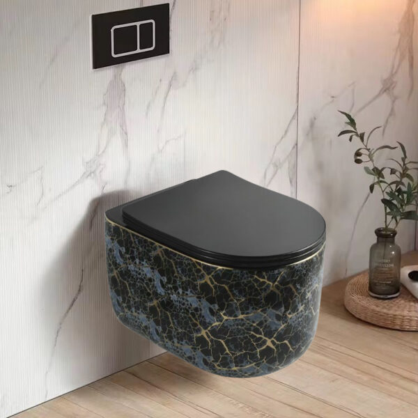 Poza pentru Vas toaleta WC suspendat Modern, Negru, Auriu, LDPZ517B