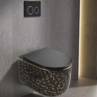 Vas toaleta WC suspendat Style, Negru, Auriu, LDPZ517A IMAGE 2