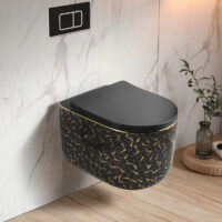 Vas toaleta WC suspendat Style, Negru, Auriu, LDPZ517A - IMAGE