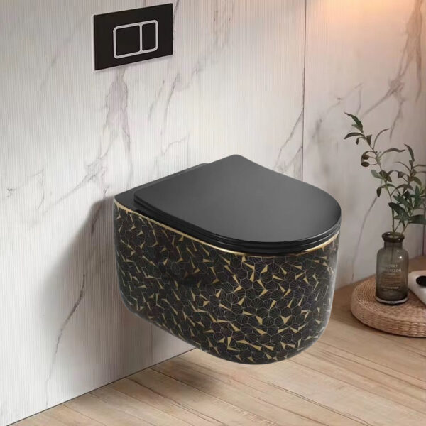 Poza pentru Vas toaleta WC suspendat Style, Negru, Auriu, LDPZ517A